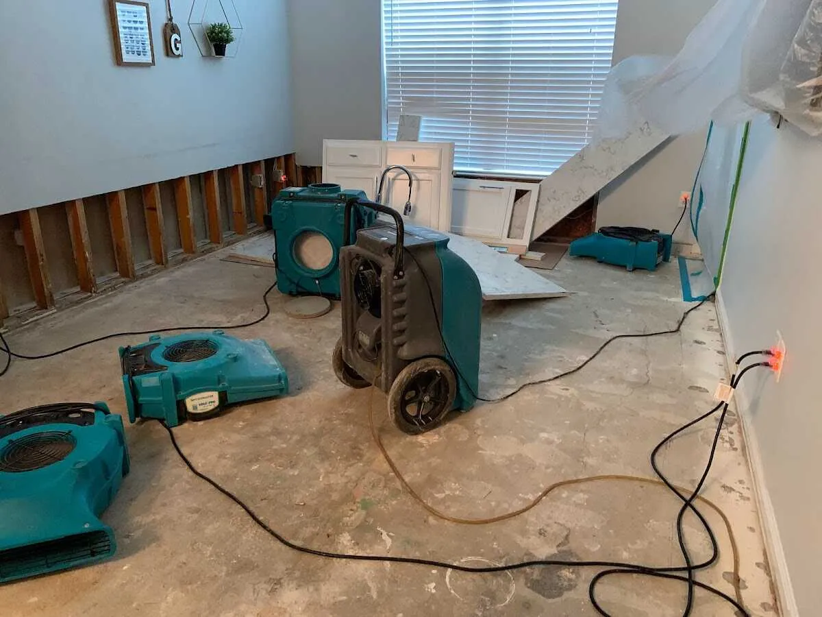 Dehumidifier in flood-cut room for Water Damage Restoration in Vicksburg